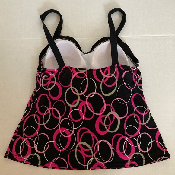 Jamaica Bay Black Pink circles Halter Tankini 12 - Picture 7 of 16